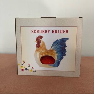 Cracker Barrel Rooster Scrubby Holder - Blue and Red